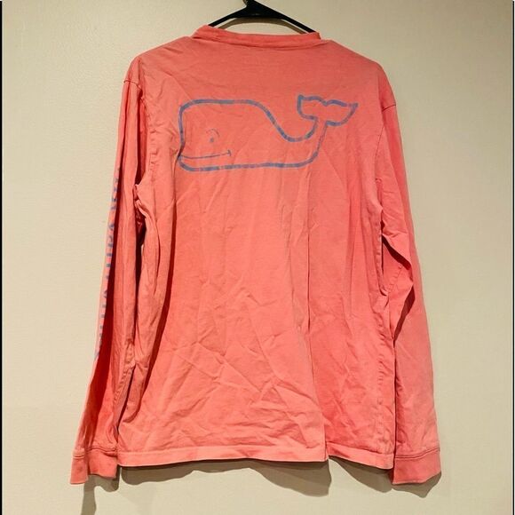 Vineyard Vines Garment Dyed Vintage Whale Long-Sleeve Pocket Graphic Tee Small - Picture 1 of 7